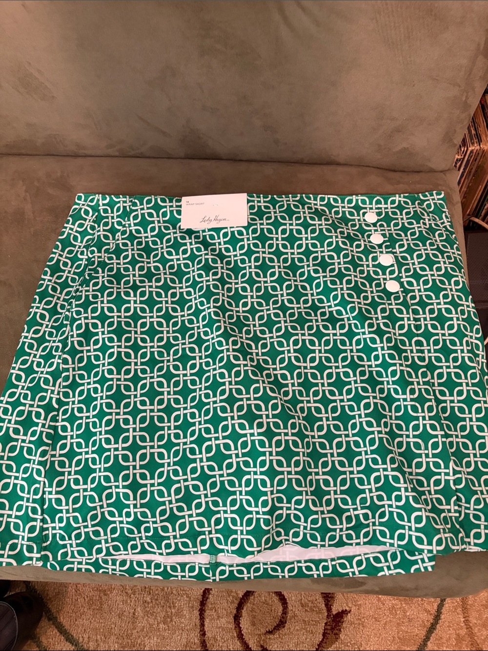 Lady Hagen Green and White Wrap Skort
